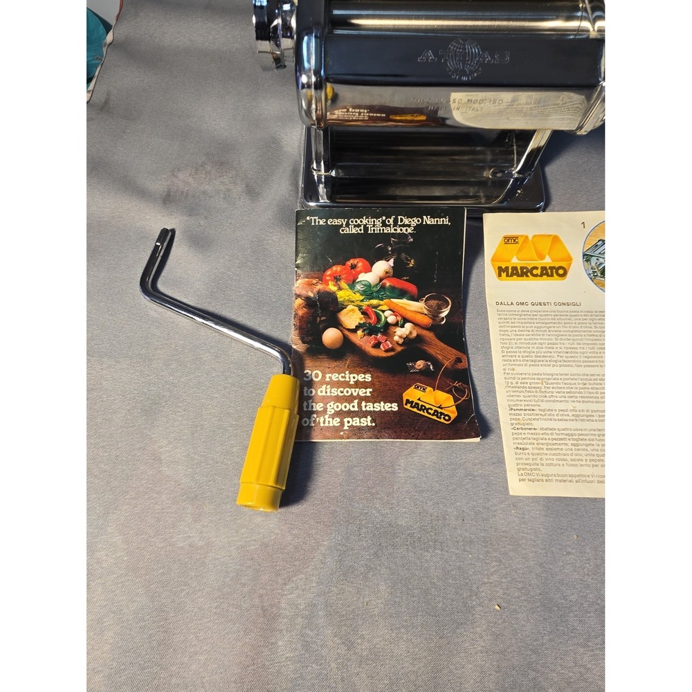 Vtg Marcato Atlas 150 Pasta Machine Hand Crank Manual Metal Maker Made In Italy - Picture 7 of 15